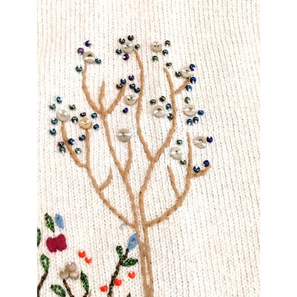 Alfred Dunner Cardigan Sweater Embroidered Button Up Knit Ramie Cream Womens XL - Picture 6 of 8